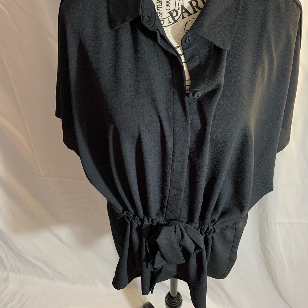 Prologue Black Relaxed Tie Front Button Down Shirt